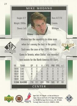 1999-00 SP Authentic #27 Mike Modano Back