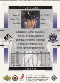 1999-00 SP Authentic #42 Rob Blake Back