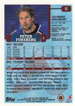 1999-00 Topps #12 Peter Forsberg Back