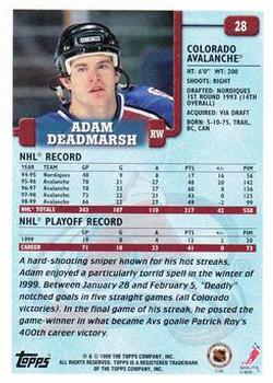 1999-00 Topps #28 Adam Deadmarsh Back