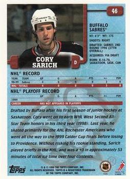 1999-00 Topps #46 Cory Sarich Back