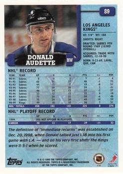 1999-00 Topps #89 Donald Audette Back