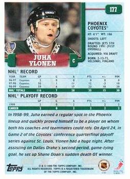 1999-00 Topps #177 Juha Ylonen Back