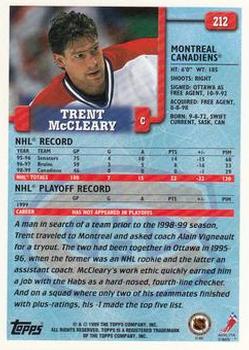 1999-00 Topps #212 Trent McCleary Back
