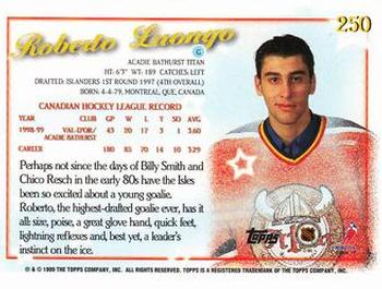 1999-00 Topps #250 Roberto Luongo Back