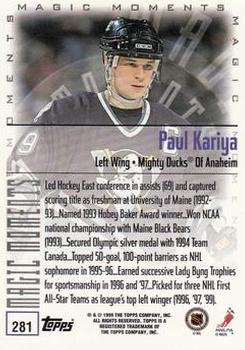 1999-00 Topps #281 Paul Kariya Back
