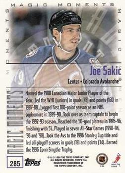 1999-00 Topps #285 Joe Sakic Back