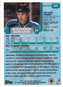 1999-00 Topps #235 Alexander Korolyuk Back