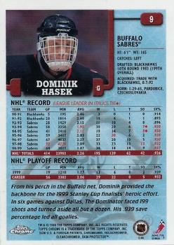 1999-00 Topps Chrome #9 Dominik Hasek Back