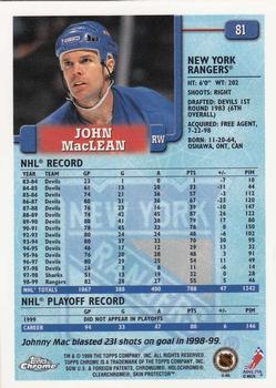 1999-00 Topps Chrome #81 John MacLean Back