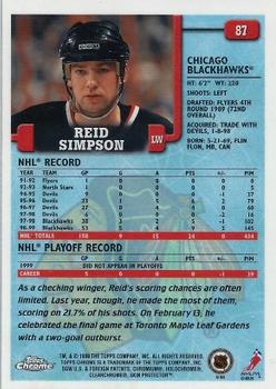 1999-00 Topps Chrome #87 Reid Simpson Back