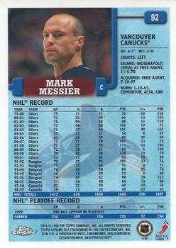 1999-00 Topps Chrome #92 Mark Messier Back