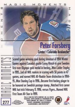 1999-00 Topps Chrome #277 Peter Forsberg Back