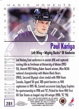 1999-00 Topps Chrome #281 Paul Kariya Back