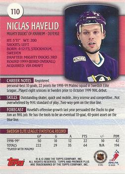 1999-00 Topps Premier Plus #110 Niclas Havelid Back