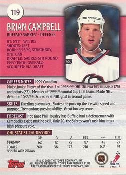 1999-00 Topps Premier Plus #119 Brian Campbell Back