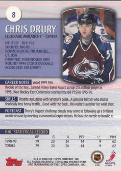1999-00 Topps Premier Plus #8 Chris Drury Back
