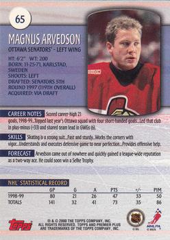 1999-00 Topps Premier Plus #65 Magnus Arvedson Back