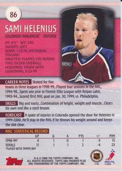1999-00 Topps Premier Plus #86 Sami Helenius Back
