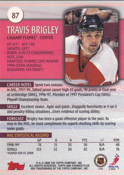 1999-00 Topps Premier Plus #87 Travis Brigley Back