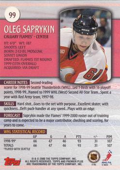 1999-00 Topps Premier Plus #99 Oleg Saprykin Back