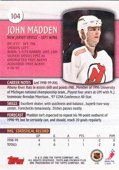 1999-00 Topps Premier Plus #104 John Madden Back