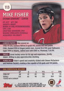 1999-00 Topps Premier Plus #113 Mike Fisher Back