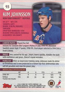 1999-00 Topps Premier Plus #93 Kim Johnsson Back