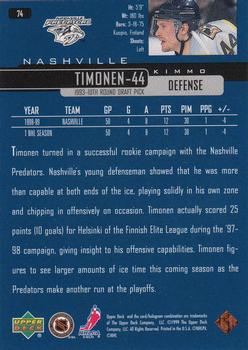 1999-00 Upper Deck #74 Kimmo Timonen Back