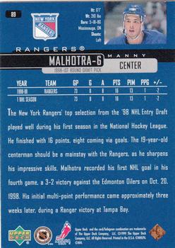 1999-00 Upper Deck #89 Manny Malhotra Back