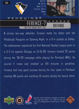 1999-00 Upper Deck #274 Andrew Ference Back