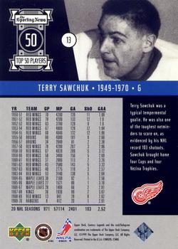 1999-00 Upper Deck Century Legends #13 Terry Sawchuk Back