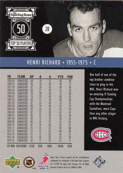 1999-00 Upper Deck Century Legends #28 Henri Richard Back