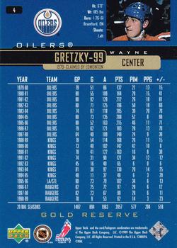 1999-00 Upper Deck Gold Reserve #4 Wayne Gretzky Back
