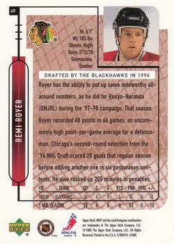 1999-00 Upper Deck MVP #49 Remi Royer Back