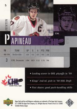 1999-00 Upper Deck Prospects #5 Justin Papineau Back