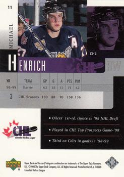 1999-00 Upper Deck Prospects #11 Michael Henrich Back