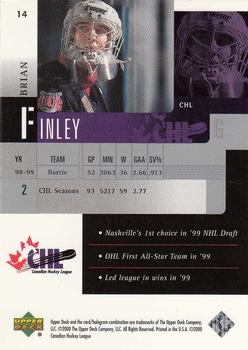 1999-00 Upper Deck Prospects #14 Brian Finley Back