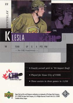1999-00 Upper Deck Prospects #22 Rostislav Klesla Back