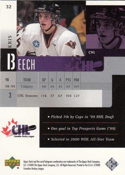 1999-00 Upper Deck Prospects #32 Kris Beech Back