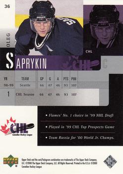 1999-00 Upper Deck Prospects #36 Oleg Saprykin Back