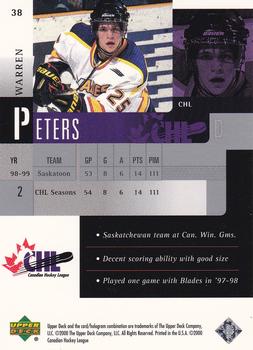 1999-00 Upper Deck Prospects #38 Warren Peters Back