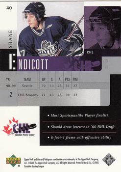 1999-00 Upper Deck Prospects #40 Shane Endicott Back