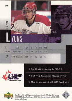 1999-00 Upper Deck Prospects #49 Lynn Lyons Back