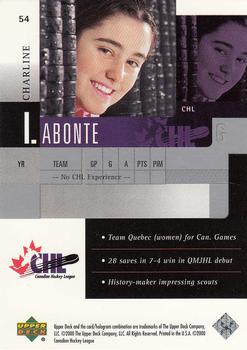 1999-00 Upper Deck Prospects #54 Charline Labonte Back