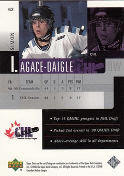 1999-00 Upper Deck Prospects #62 Simon Lagace-Daigle Back