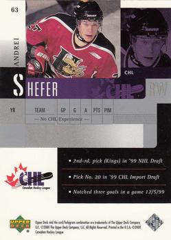 1999-00 Upper Deck Prospects #63 Andrei Shefer Back