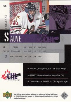 1999-00 Upper Deck Prospects #65 Philippe Sauve Back