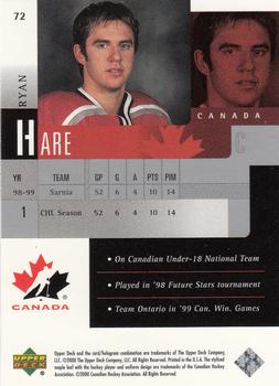1999-00 Upper Deck Prospects #72 Ryan Hare Back