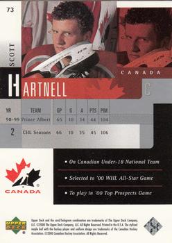 1999-00 Upper Deck Prospects #73 Scott Hartnell Back